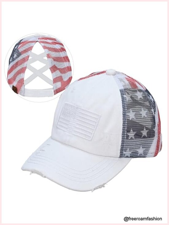 Criss-Cross Ponytail Baseball Cap – Embroidered Cotton, Mesh Back, Adjustable